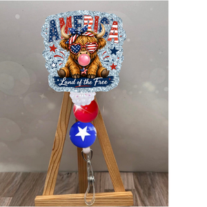 America Highland Cow Badge Pull TheCraftNook