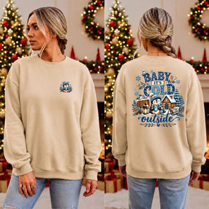 Cold Outside Sweatshirt Pocket and Back Graphics TheCraftNook