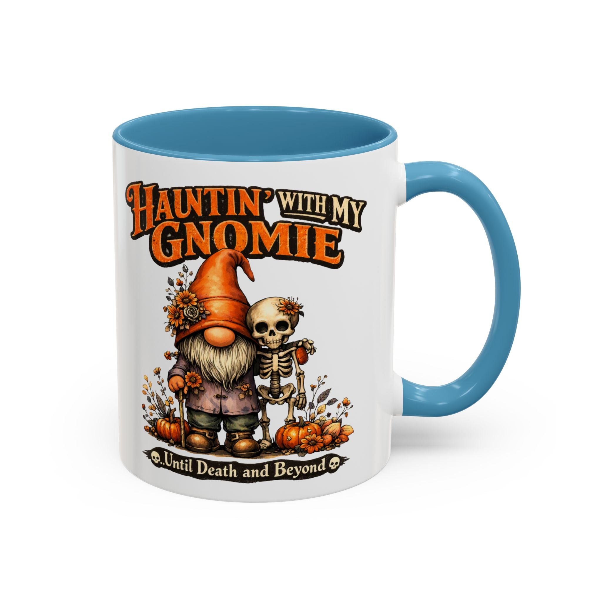 Hauntin' With My Gnomie Halloween Coffee Mug — 'Until Death and Beyond' Accent Mug