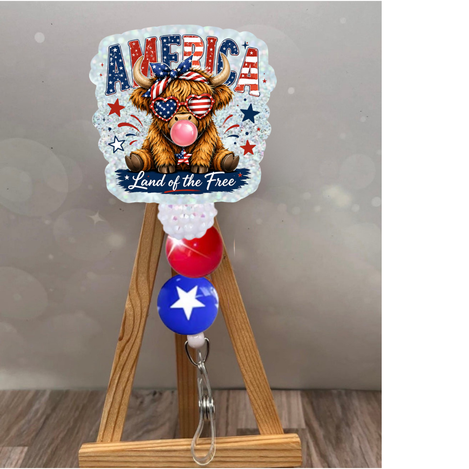 America Highland Cow Badge Pull TheCraftNook
