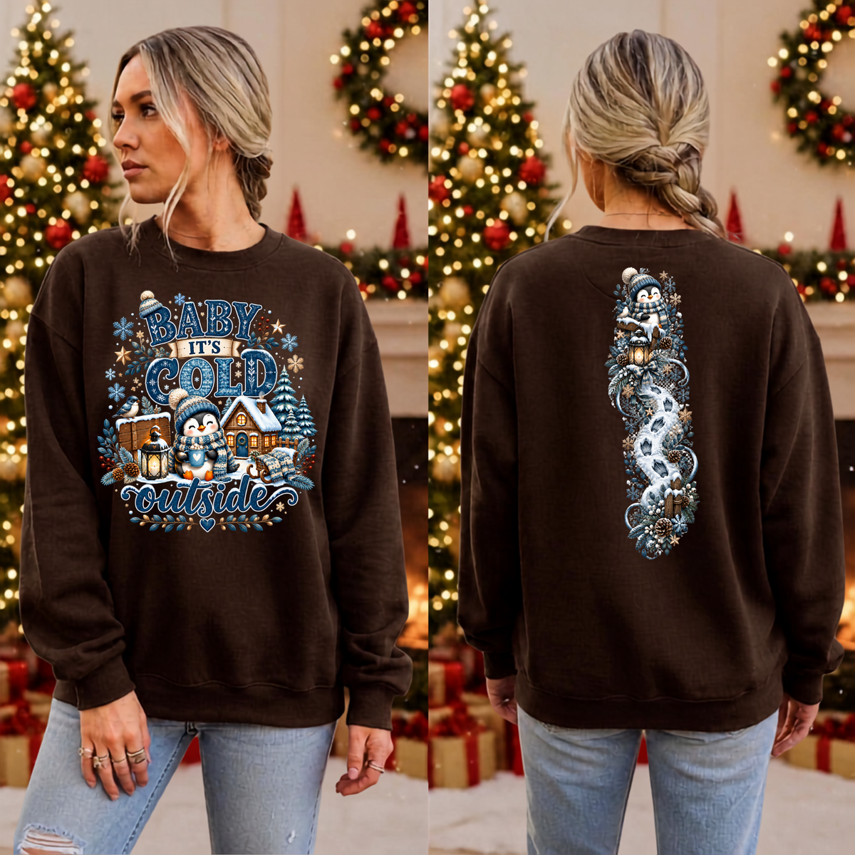 Cold Outside Sweatshirt Front and Back Graphics TheCraftNook