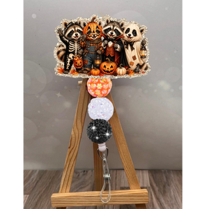 Halloween Raccoon Crew Badge Pull – Glitter Lanyard Accessory TheCraftNook