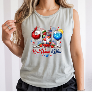 Red Wine Blue Tank Top | Funny Patriotic 4th of July Shirt TheCraftNook