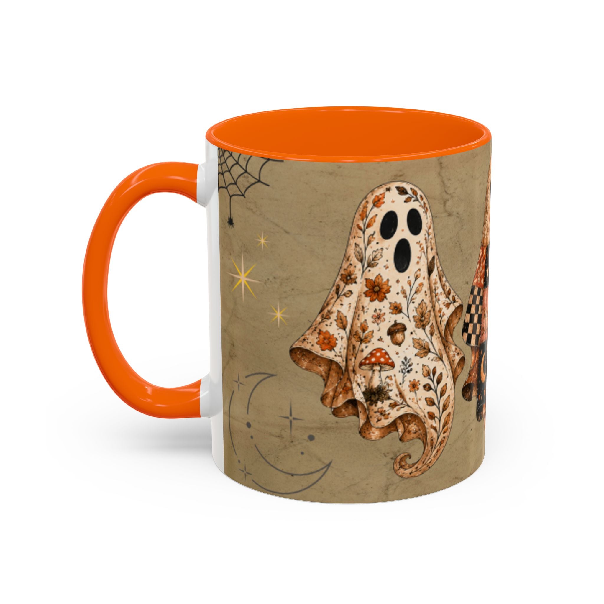 Preppy Ghost Halloween Patchwork Ghost Coffee Mug — Spooky Vintage Accent Ceramic Mug (11/15oz)