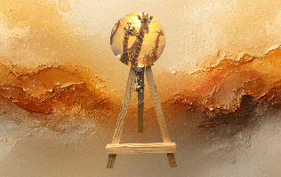 Giraffe badge pulls with glitter on display, showcasing playful design and safari vibes against a warm background.