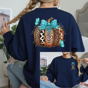 Boho Pumpkin Back Graphic & Front Pocket Fleece Sweatshirt TheCraftNook