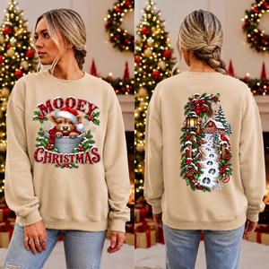 Mooey Christmas Sweatshirt Front and Back Graphice TheCraftNook