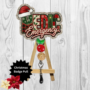 Emergency Medic Christmas Glitter Badge Pull | Badge Reel TheCraftNook