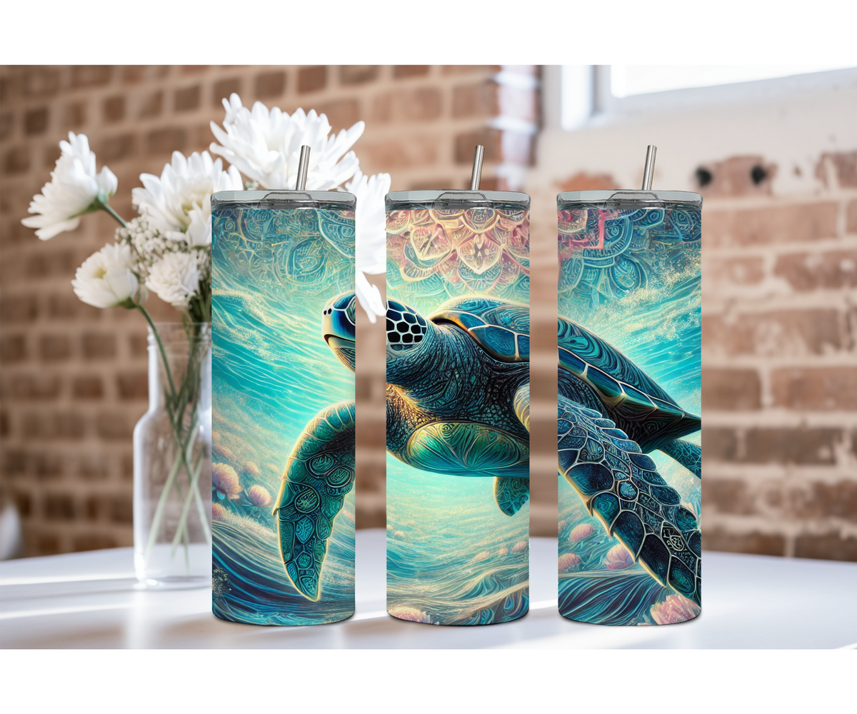 20 oz sip and surf Sea turtle Tumblers, Multiple images to choose from, with or without handle and speakers. TheCraftNook