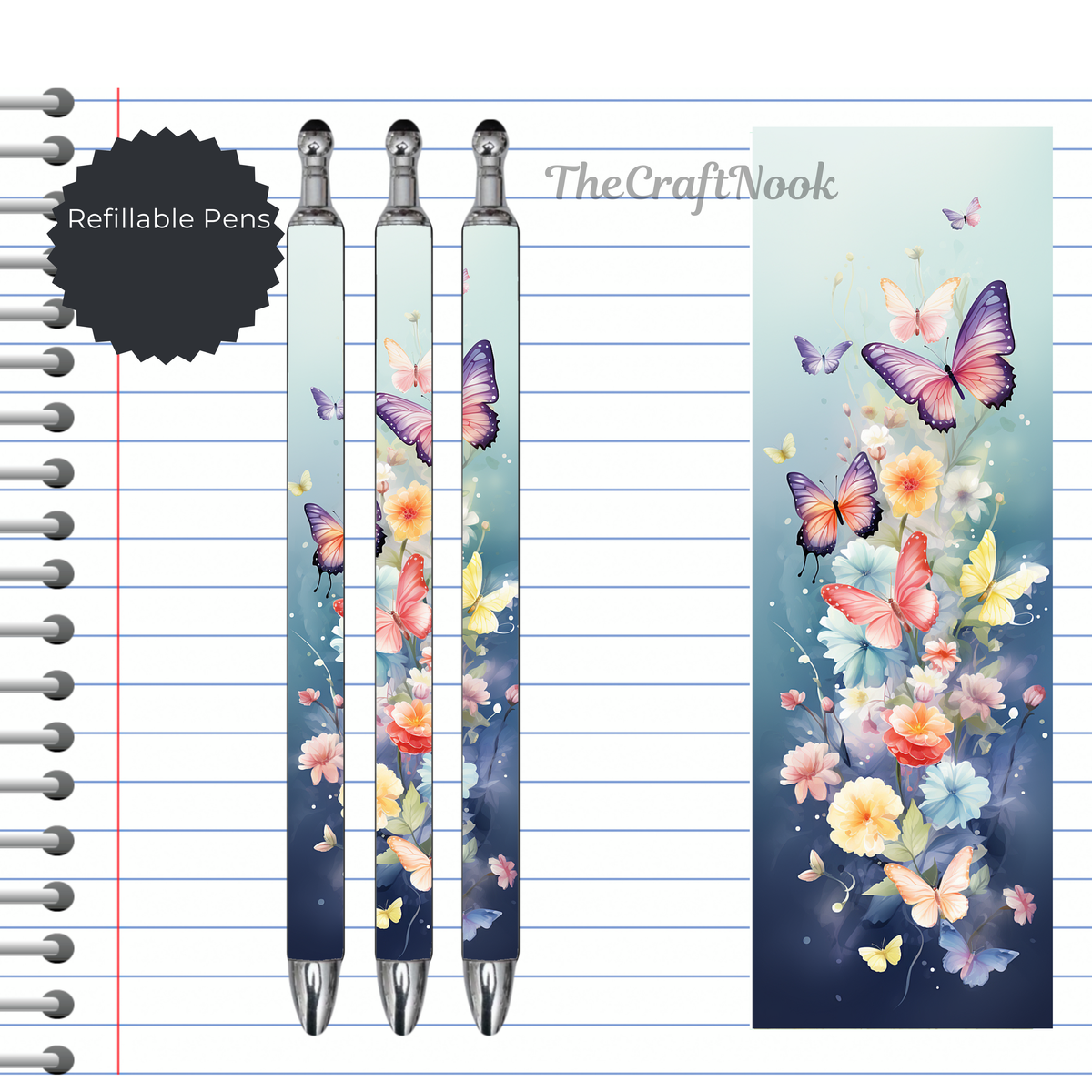 Butterfly Refillable Pens, multiple options and Images available. TheCraftNook