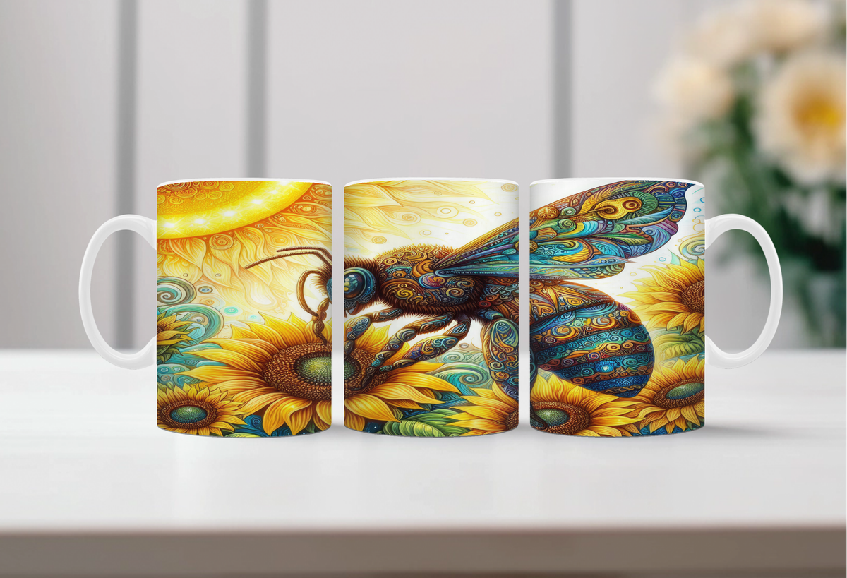 Buzzing Into the Day Honeybee Coffee Mugs. Two size options. Multiple images to choose. TheCraftNook
