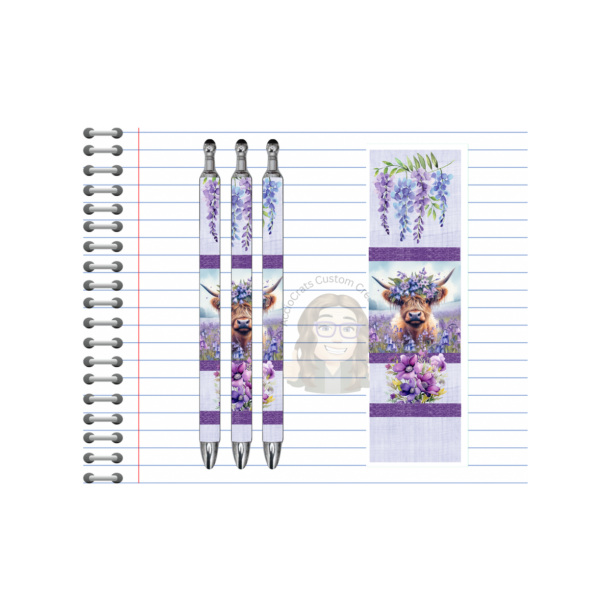 Refillable Pens, Highland Cow Images.  Cute notes start here. Multiple options and Images available. TheCraftNook