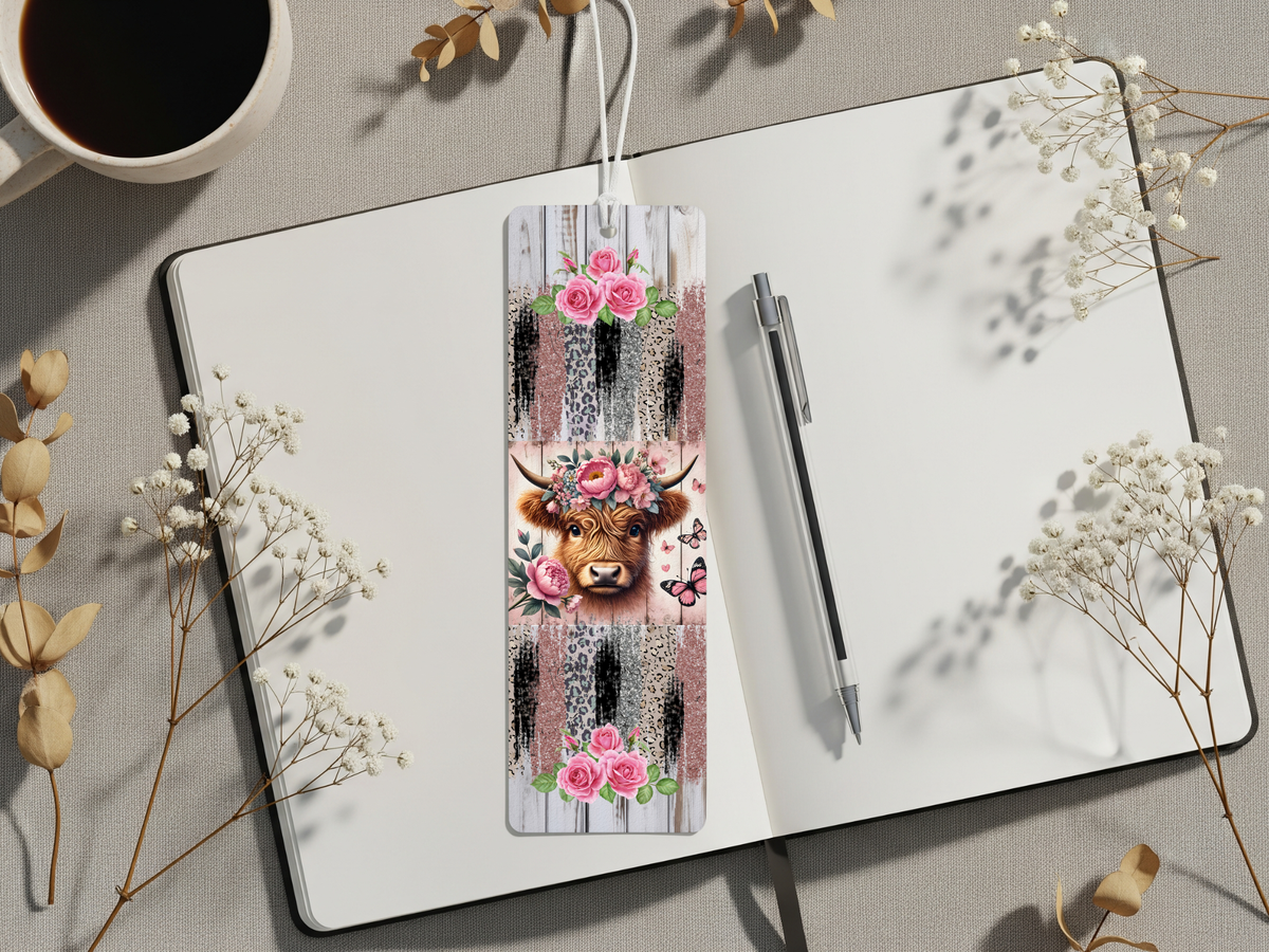Aluminum Metal Bookmarks, Highland Cow Images For readers who prefer their page‑holders with bangs and horns TheCraftNook