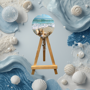 Beach badge pulls. Multiple Images available. Add beads or shimmer glitter options. TheCraftNook