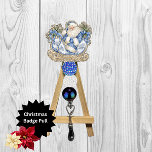 Santa Sleigh Glitter Badge Pull | Badge Reel TheCraftNook