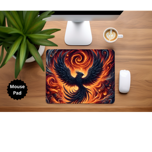 Phoenix Mouse Pad - Mythical Fire Bird Desk Accessory TheCraftNook