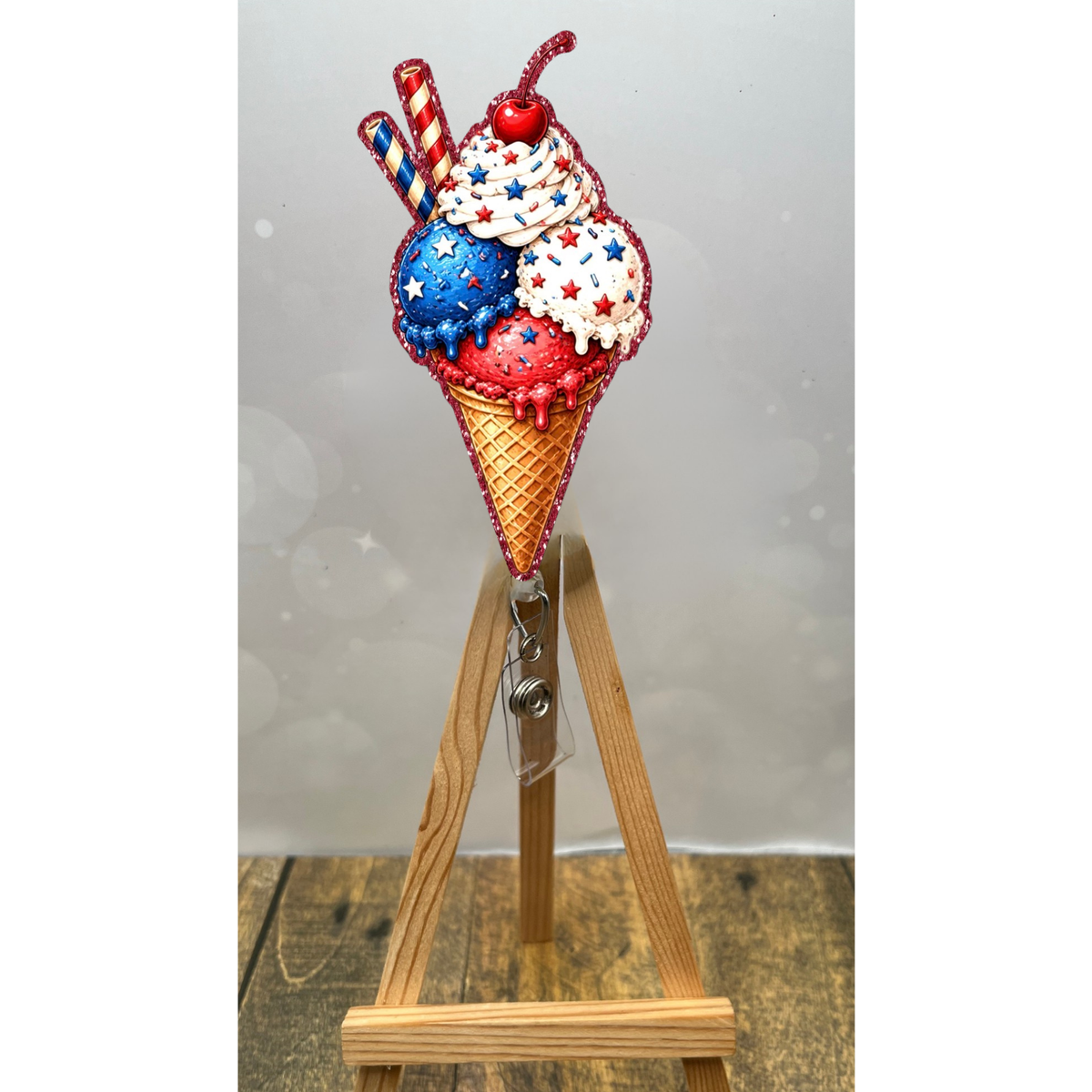 4th of July Ice Cream Badge Pull TheCraftNook