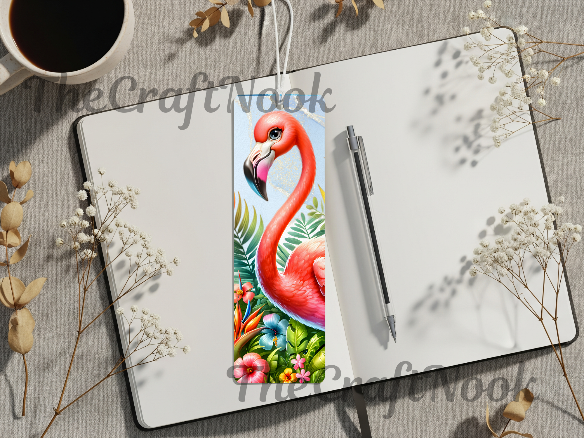 Tropical Whimsy Flamingo Aluminum Metal Bookmarks