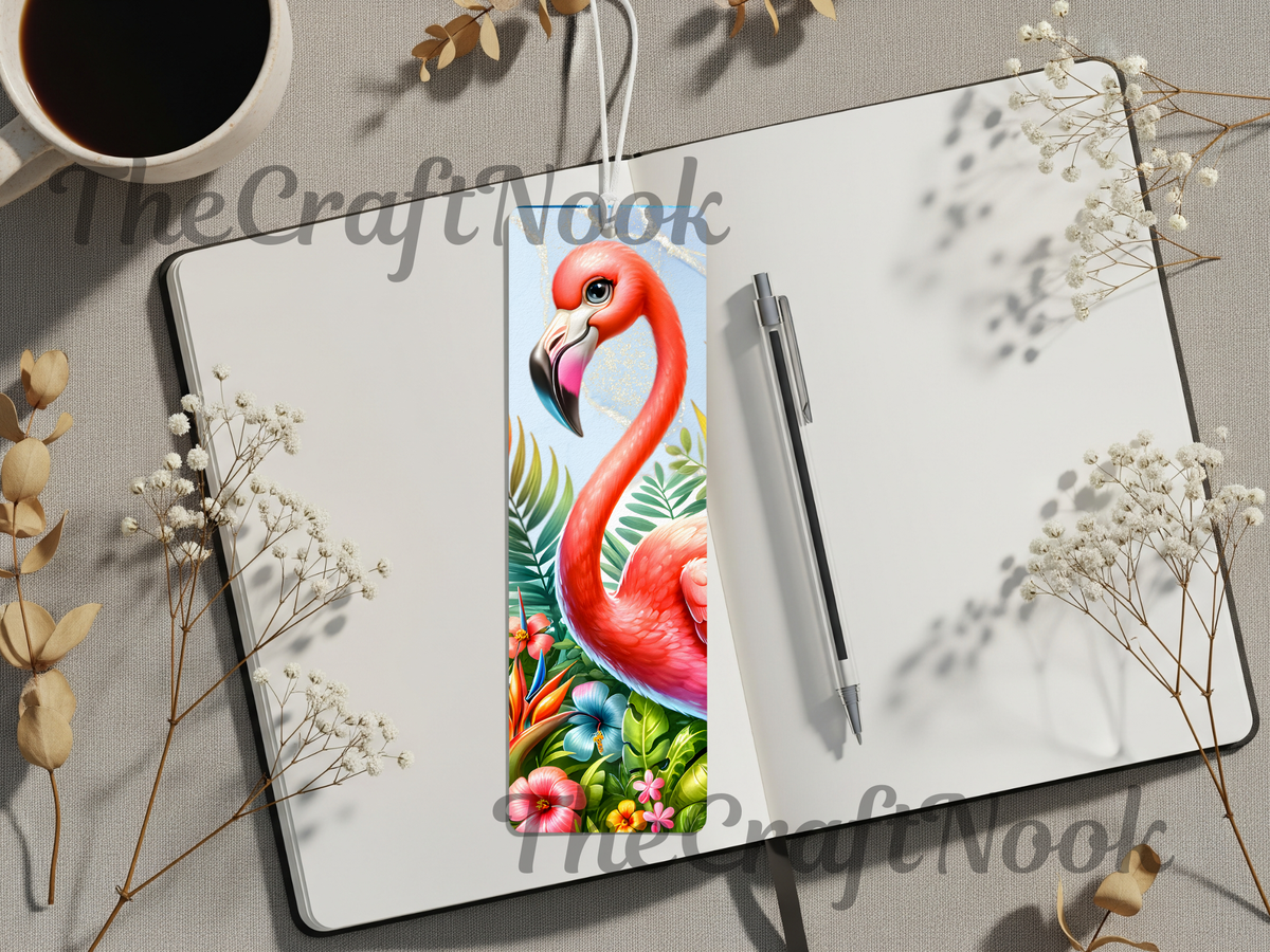Tropical Whimsy Flamingo Aluminum Metal Bookmarks TheCraftNook