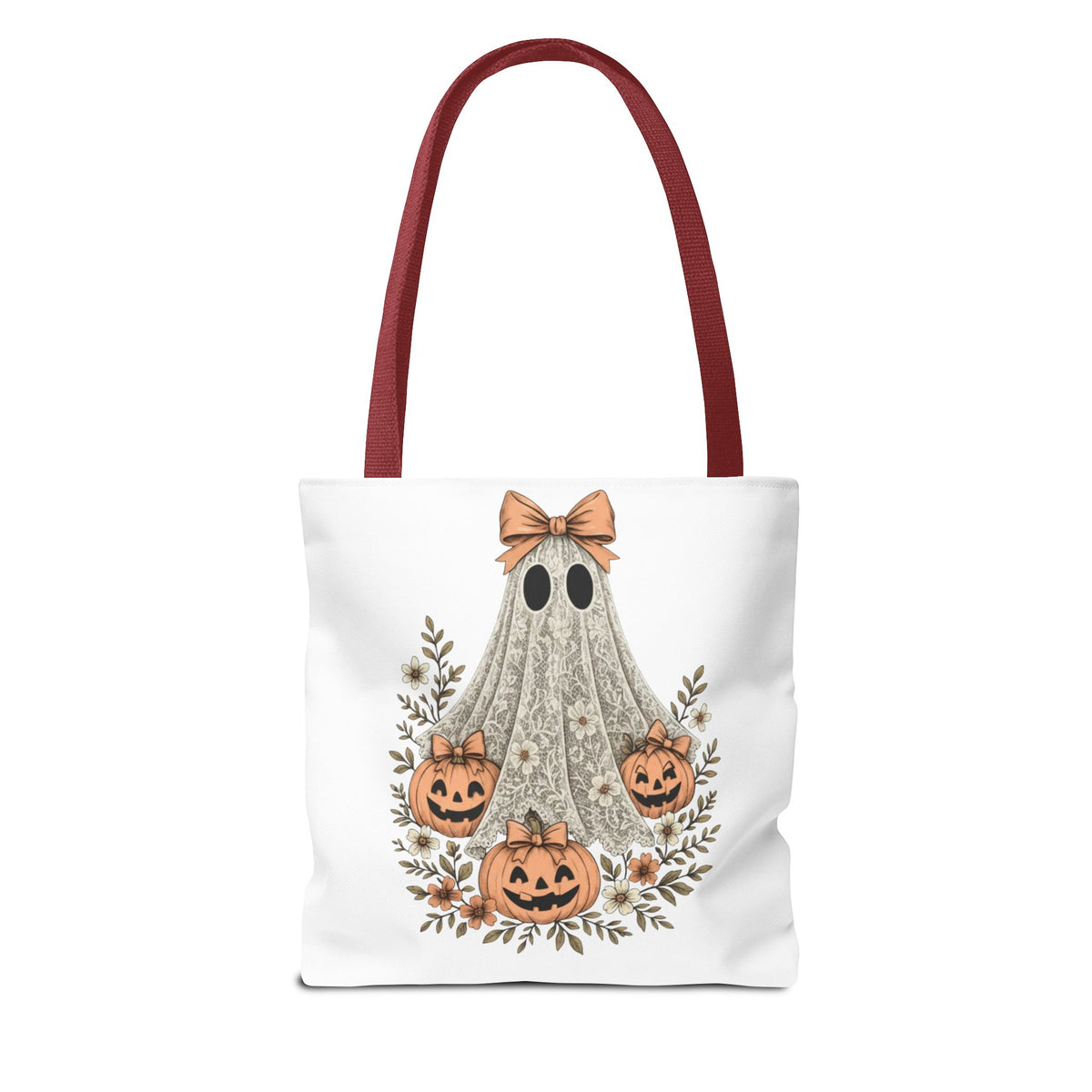 Lacey Ghost Halloween Cottagecore Tote Bag Printify