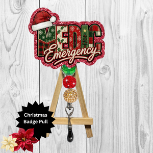 Emergency Medic Christmas Glitter Badge Pull | Badge Reel TheCraftNook