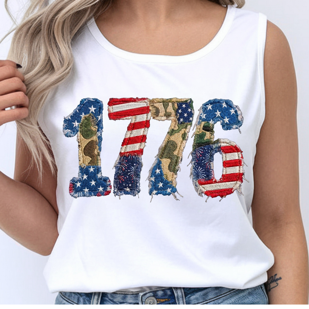 Faux Patchwork 1776 Graphic Tee | Patriotic American Pride Shirt TheCraftNook