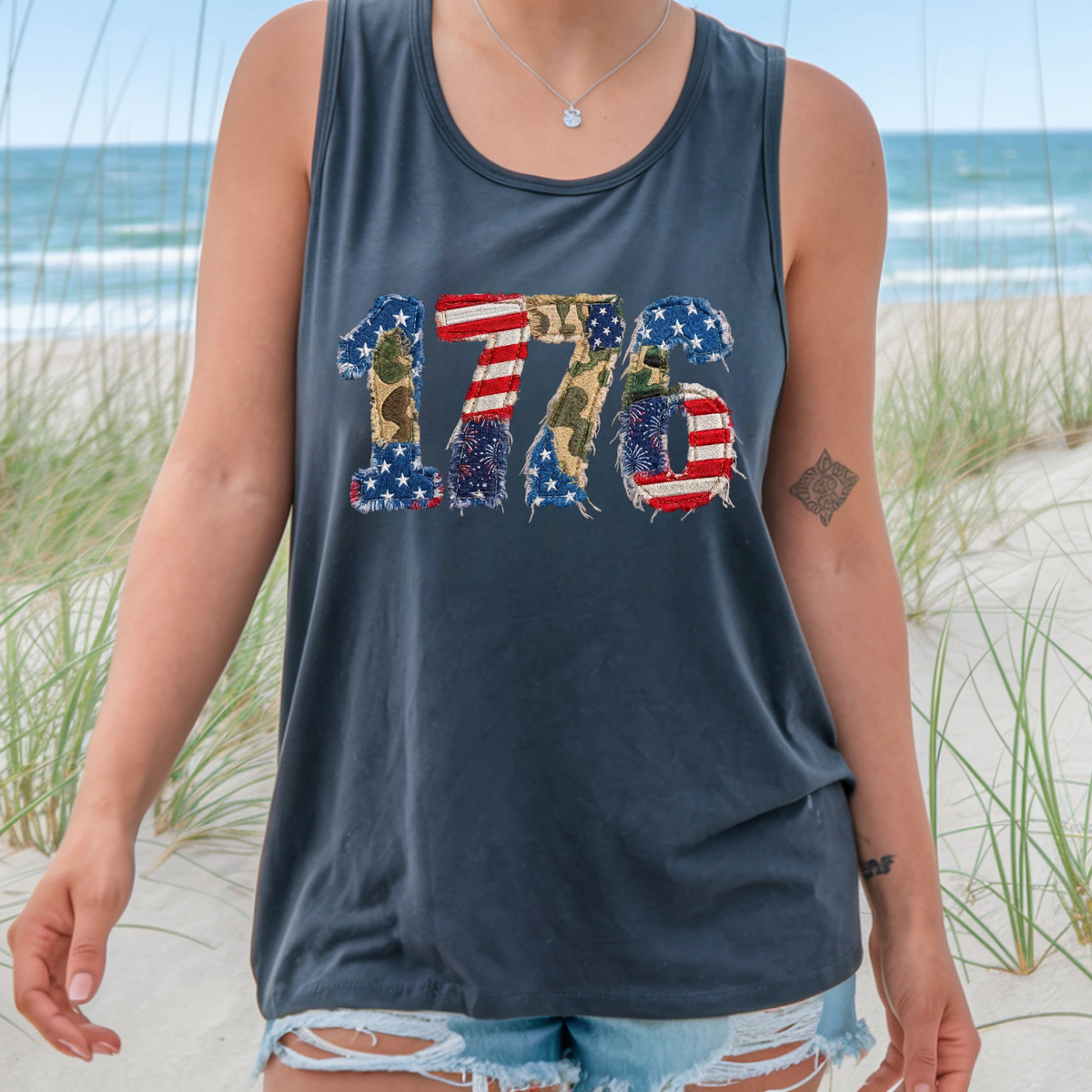 Faux Patchwork 1776 Graphic Tee | Patriotic American Pride Shirt TheCraftNook