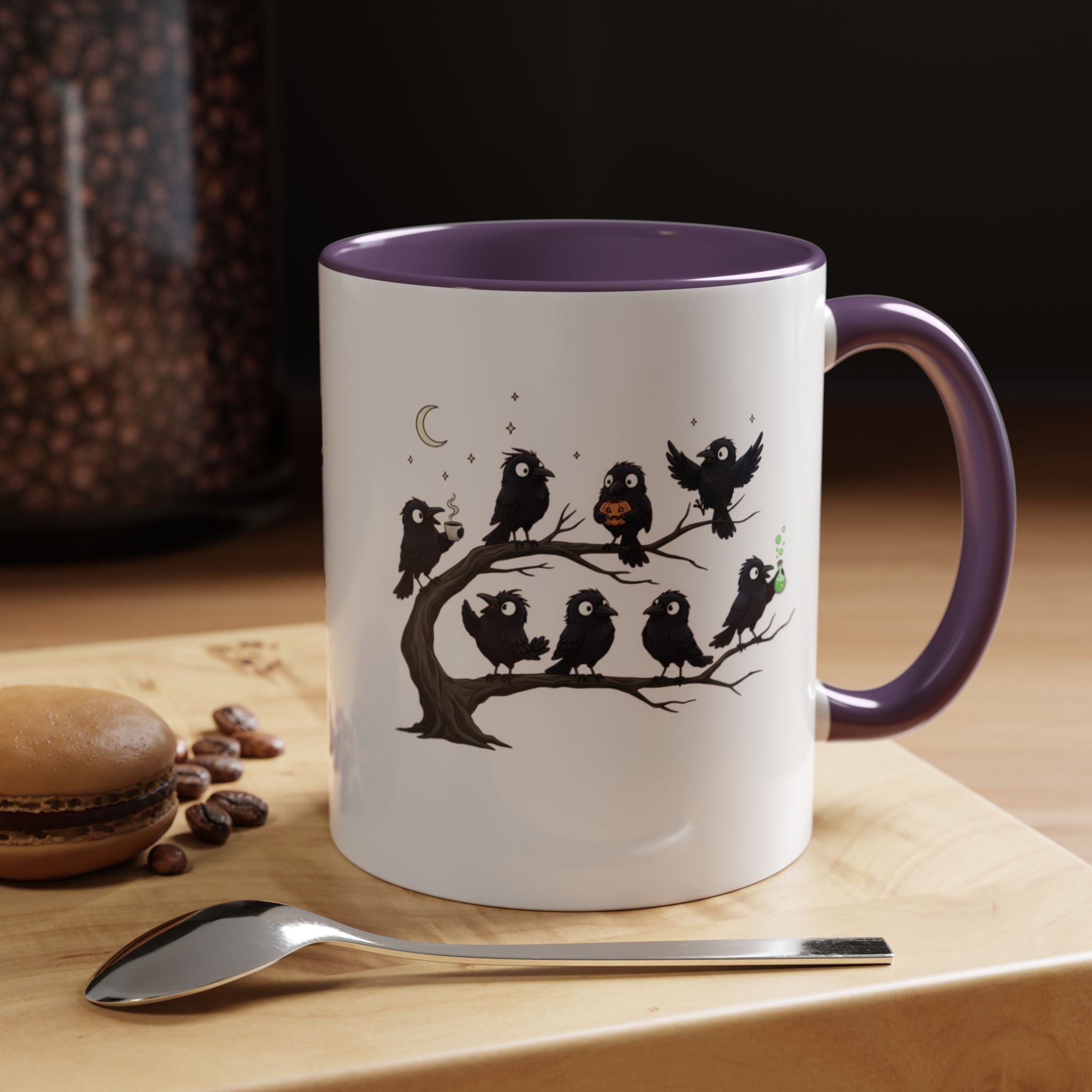 Local Murder Accent Coffee Mug — Cute Crow Flock "Not A Real Murder" Illustration