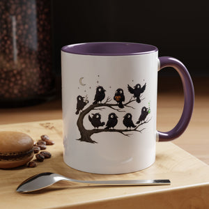 Local Murder Accent Coffee Mug — Cute Crow Flock "Not A Real Murder" Illustration Printify