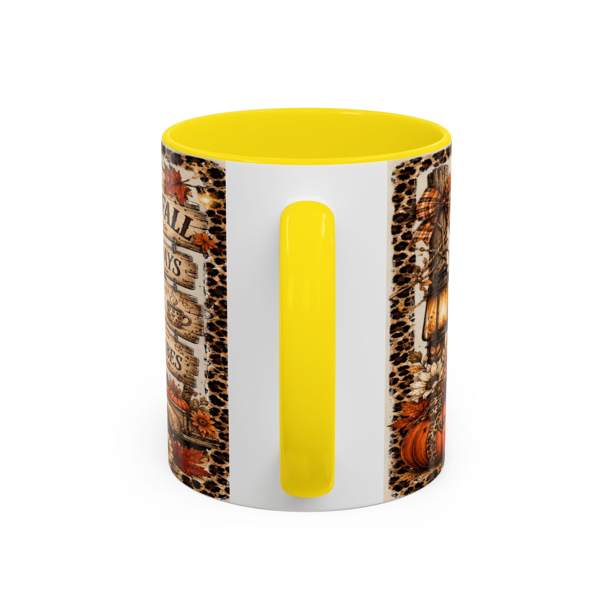 Hello Fall Accent Coffee Mug — Cozy Days, Warm Drinks & Good Vibes Autumn Mug