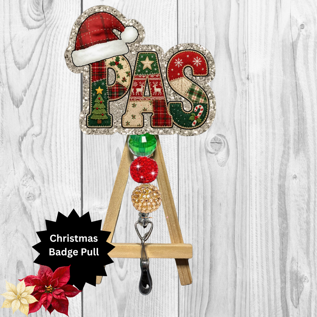 Patient Access Christmas Glitter Badge Pull | Badge Reel TheCraftNook