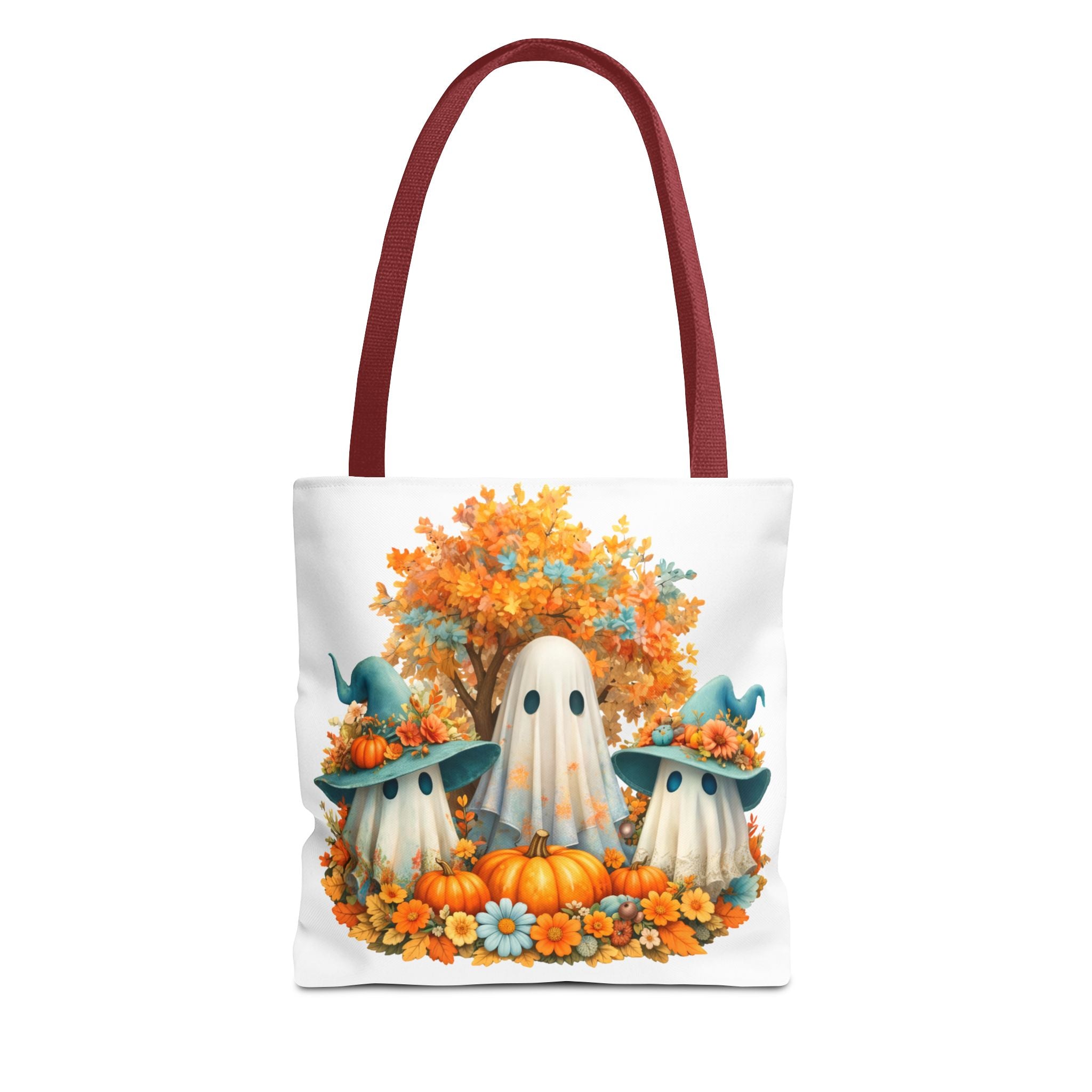 Spooky Cute Ghosts Tote Bag — Cute Halloween Pumpkin & Floral Fall Tote