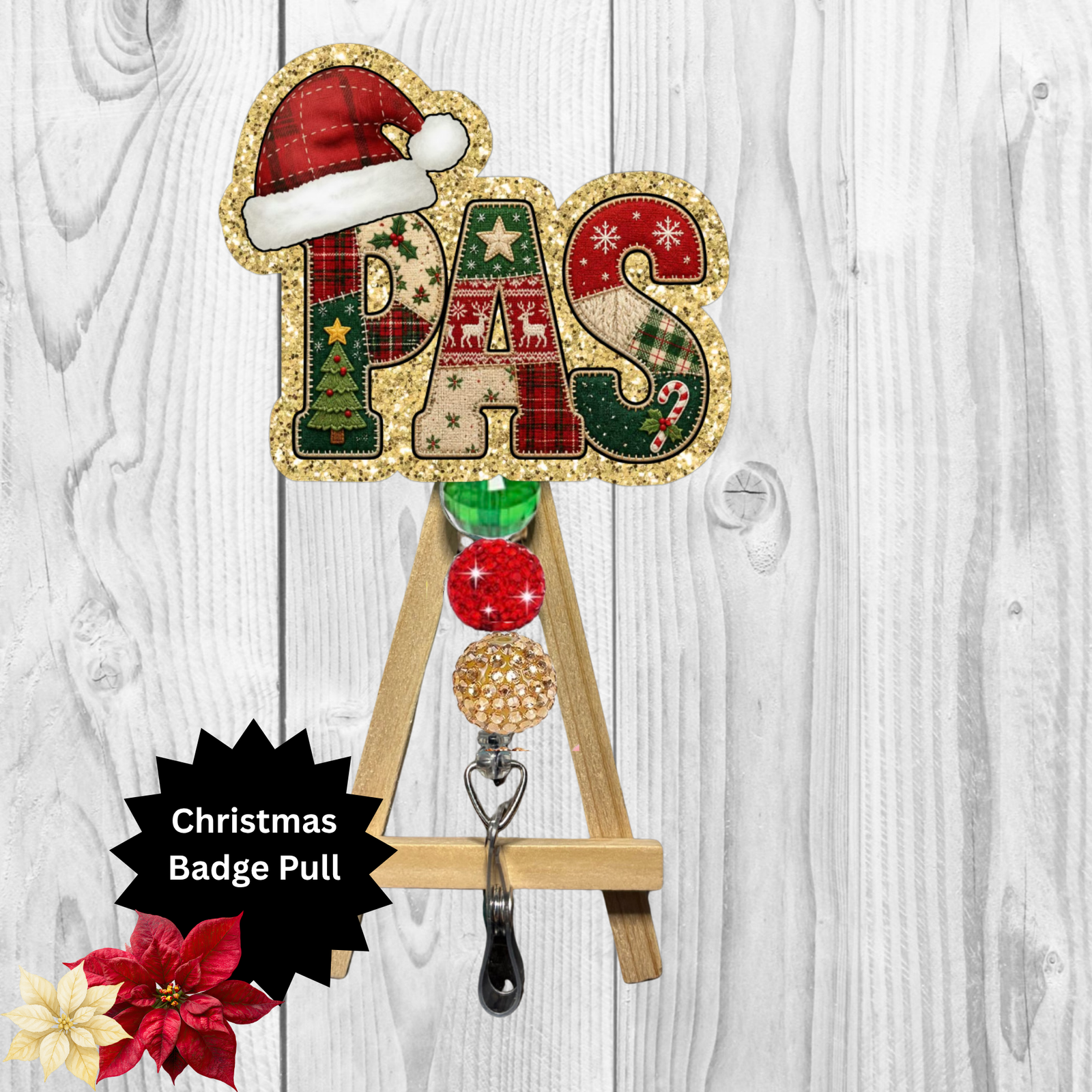 Patient Access Christmas Glitter Badge Pull | Badge Reel TheCraftNook