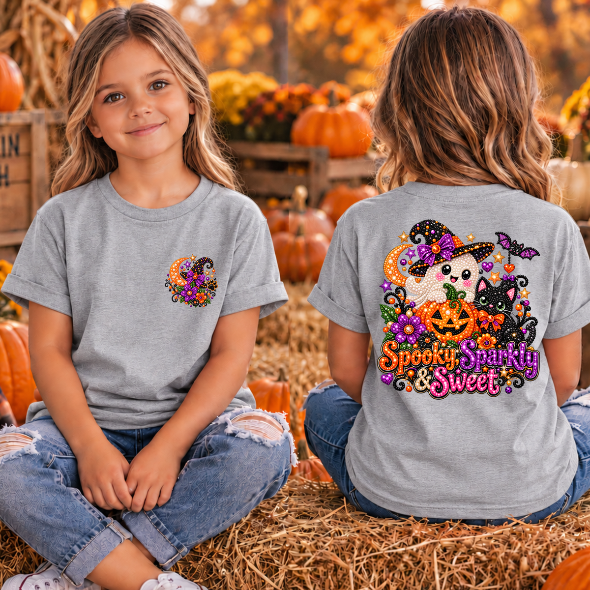Kids Spooky Sparkly Sweet Pocket and Back Graphics TheCraftNook