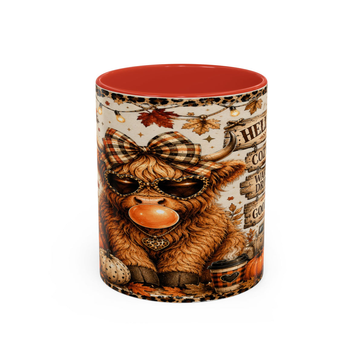 Hello Fall Accent Coffee Mug — Cozy Days, Warm Drinks & Good Vibes Autumn Mug Printify
