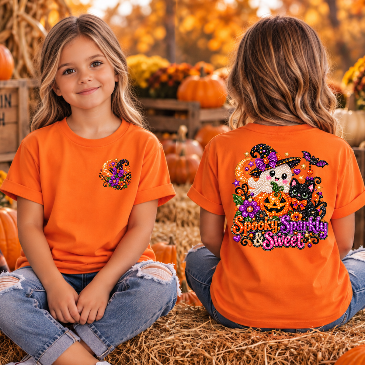 Kids Spooky Sparkly Sweet Pocket and Back Graphics TheCraftNook