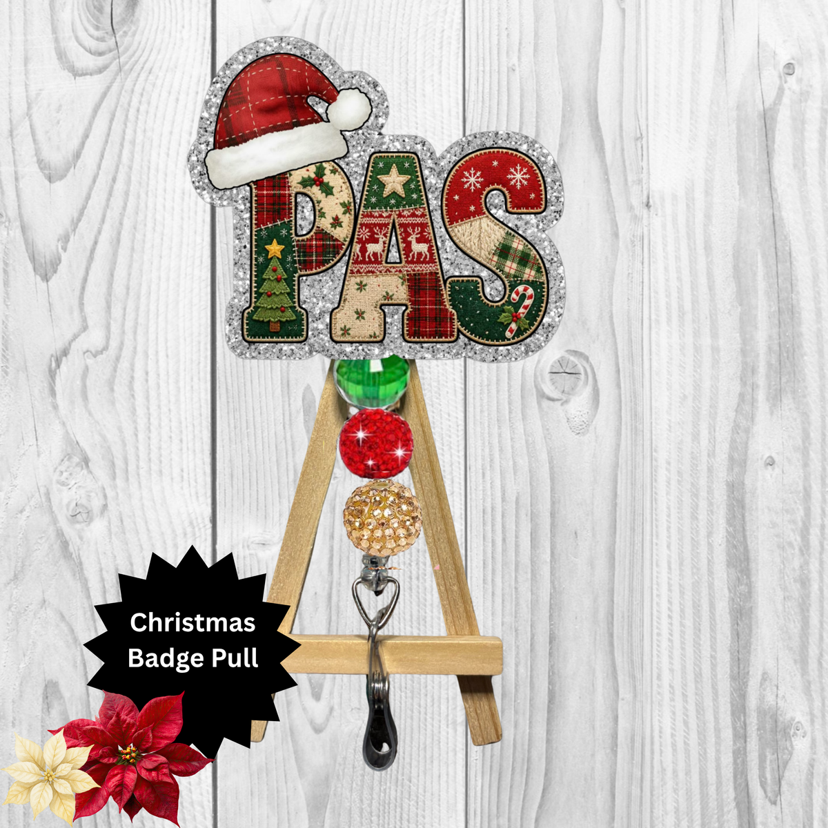 Patient Access Christmas Glitter Badge Pull | Badge Reel TheCraftNook