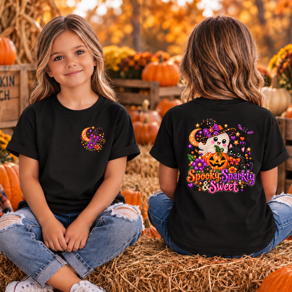 Kids Spooky Sparkly Sweet Pocket and Back Graphics TheCraftNook