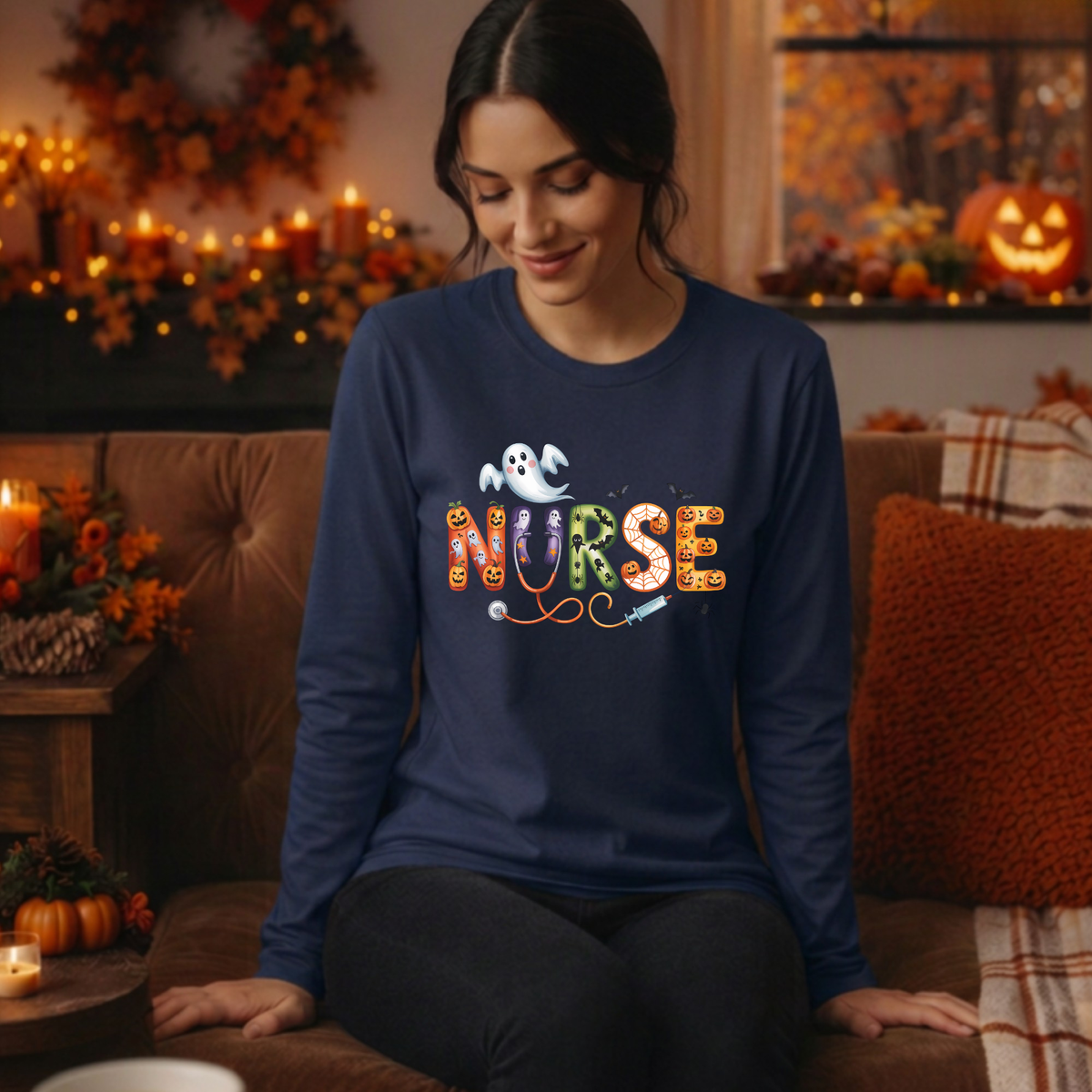 Nurse Boo Long Sleeve Tee TheCraftNook