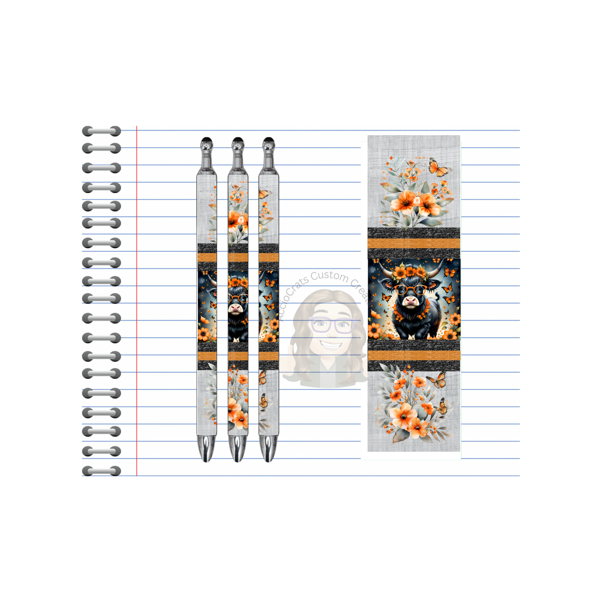 Refillable Pens, Highland Cow Images.  Cute notes start here. Multiple options and Images available. TheCraftNook