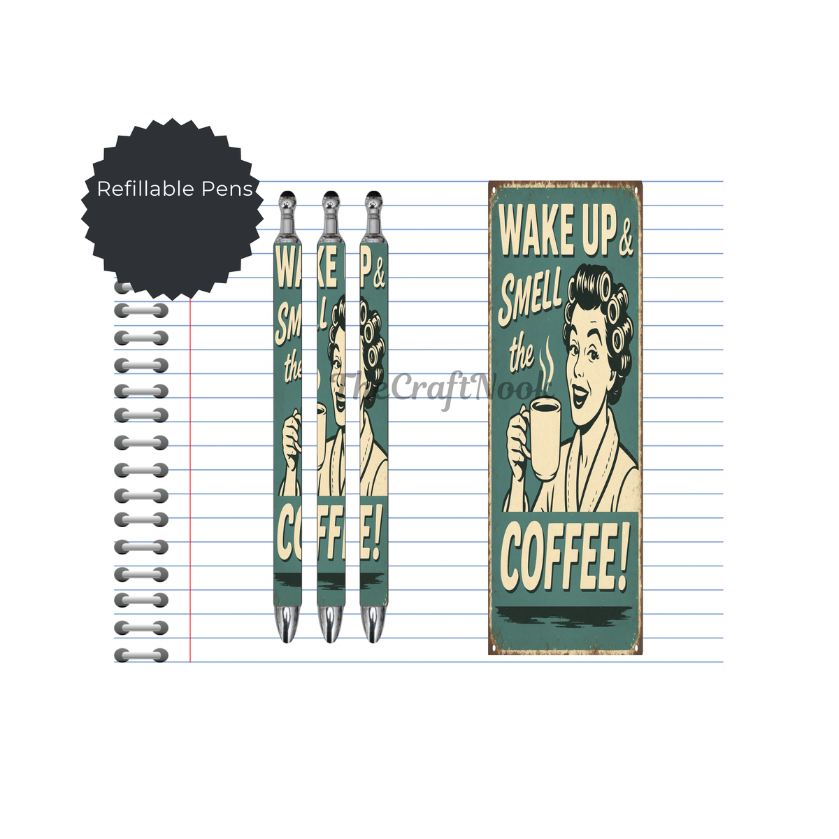 Caffeine & Creativity Refillable Pens, multiple options and Images available. TheCraftNook