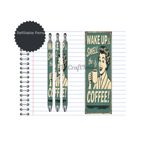 Caffeine & Creativity Refillable Pens, multiple options and Images available. TheCraftNook