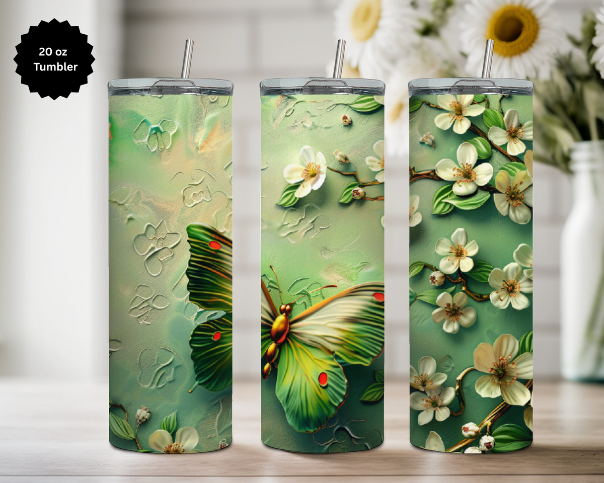 Butterfly 20 oz Stainless-Steel Tumblers. Multiple Sizes and Images Available. TheCraftNook