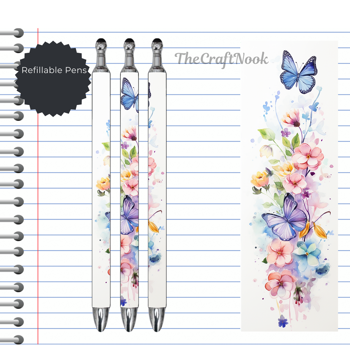 Butterfly Refillable Pens, multiple options and Images available. TheCraftNook
