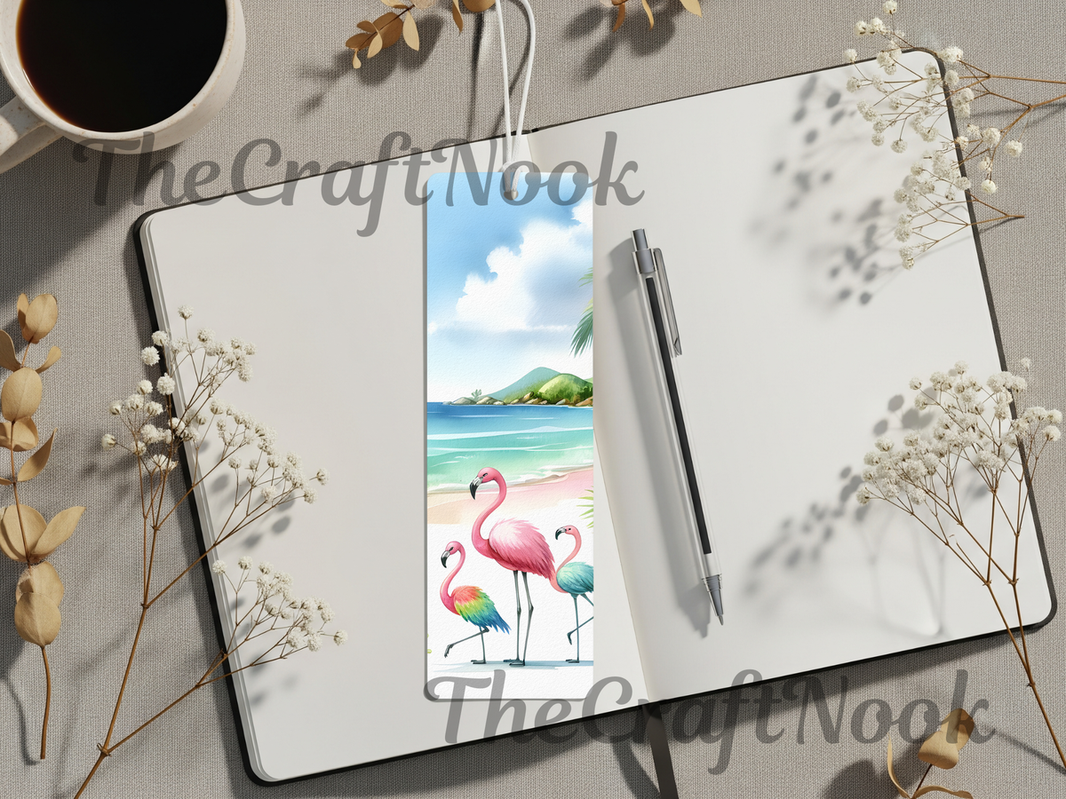 Tropical Whimsy Flamingo Aluminum Metal Bookmarks TheCraftNook