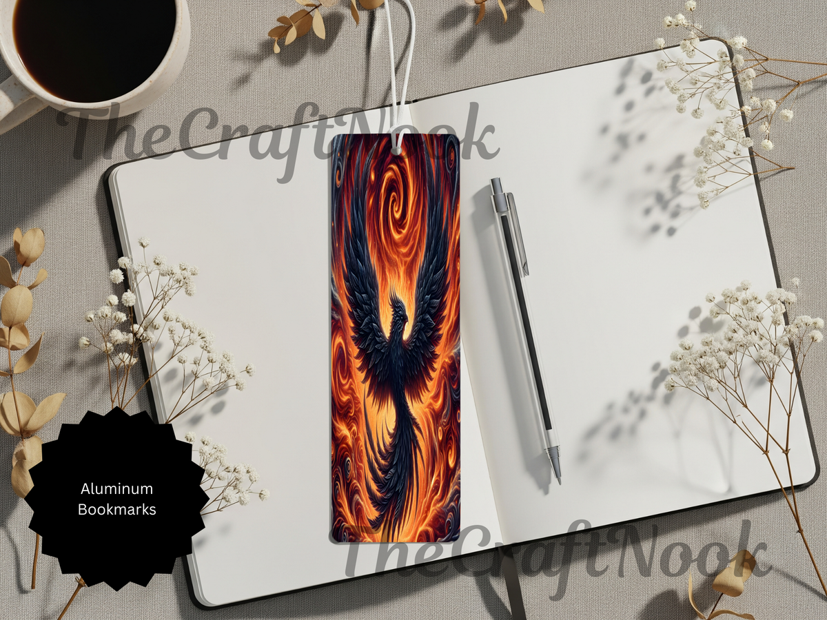 Phoenix Bookmarks - Handcrafted Metal Fire Bird Bookmarks with Beads & Glitter TheCraftNook