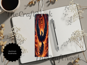 Phoenix Bookmarks - Handcrafted Metal Fire Bird Bookmarks with Beads & Glitter TheCraftNook