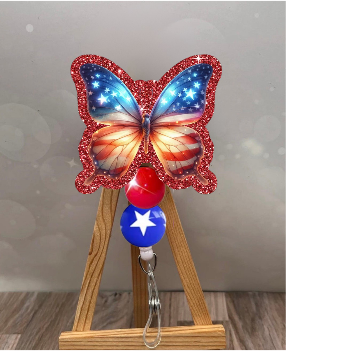American Flag Butterfly Badge Pull TheCraftNook