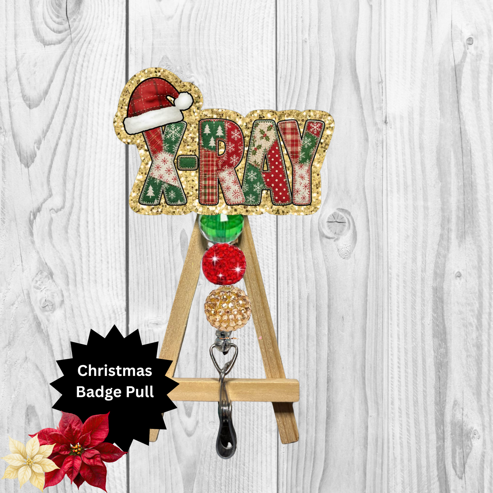 X-Ray Christmas Glitter Badge Pull | Badge Reel TheCraftNook
