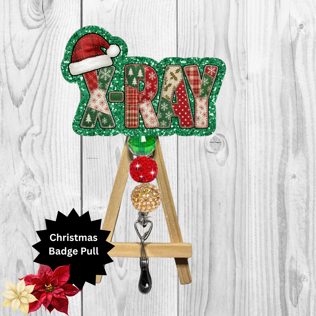 X-Ray Christmas Glitter Badge Pull | Badge Reel TheCraftNook